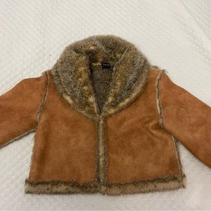cropped penny lane fur trim jacket coat